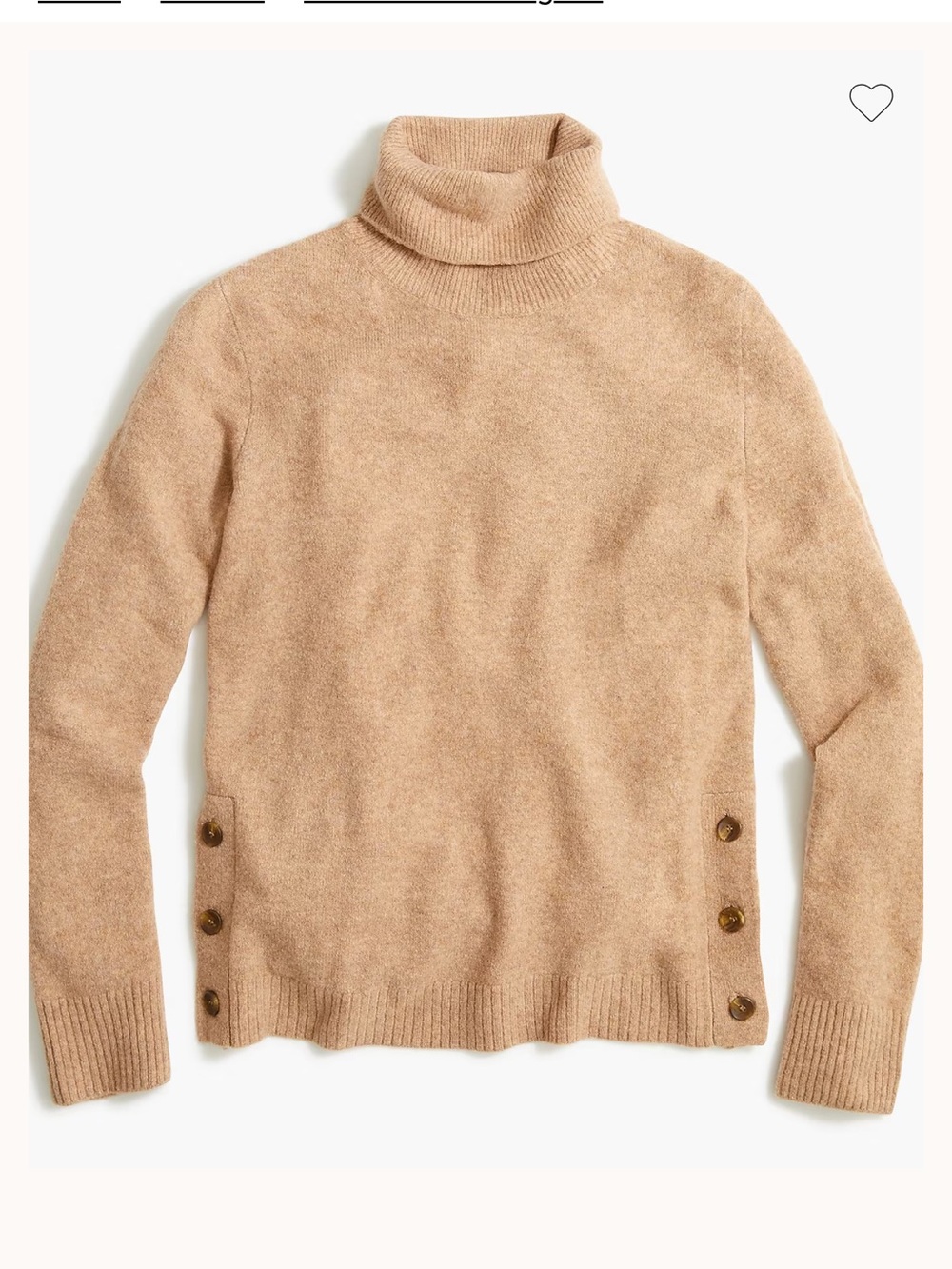 J. Crew Camel Button-Side Turtleneck Sweater